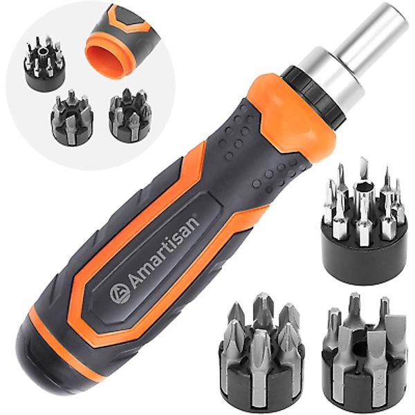 Amartisan 22 in 1 Ratchet Screwdriver Set, Precision Multi-Bit Ratchet Screw Dri