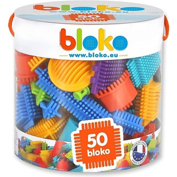 BLOKO Bloko503502 50 Pieces Construction Tooth Blocks Tube, Multi Colour