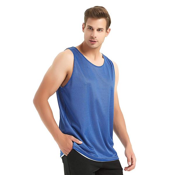 TopTie Reversible Basketball Jerseys Men's Tank Top Mesh Tank Lacrosse Jersey for Adult Youth-Blue/White-L