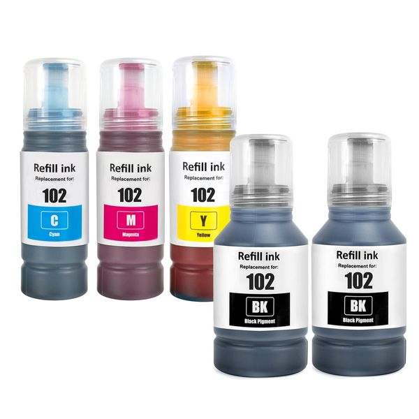 LAIPENG 102 Ink Refill Bottles Compatible with Epson 102 Ink Multipack for ET-2700 ET-2750 ET-2751 ET-2756 ET-2850 ET-2851 ET-2856 ET-3700 ET-3750 ET-3850 ET-4850 ET-4856 ET-15000 Printer (BK*2/C/M/Y)