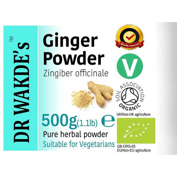 DR WAKDE'S Organic Ginger Powder - 500g (1.1lb) | Pure, Raw & Dried Powder | Ayurvedic Herb | Vegan | Nothing Added, Nothing Removed | Same Day Dispatch