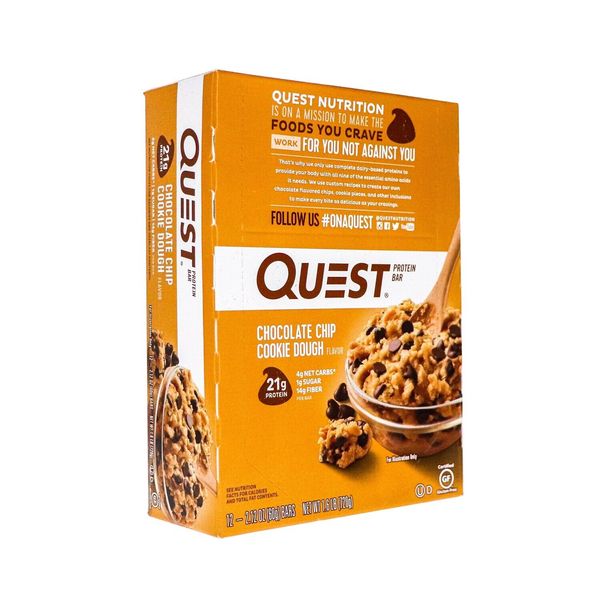 Quest Nutrition Chocolate Chip Cookie Dough Protein Bar 12 Count - 2.12 oz