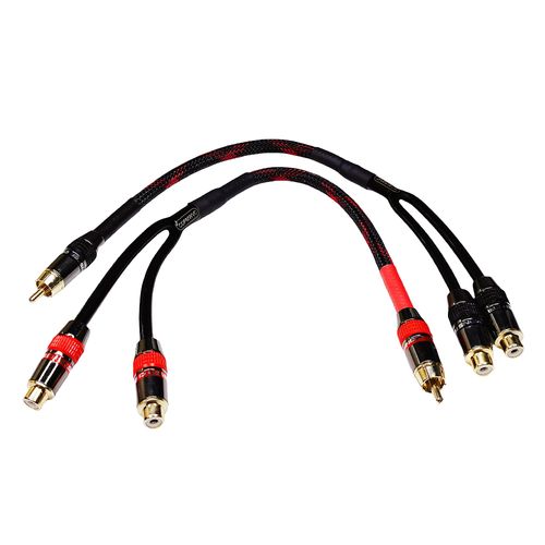 CDPMWVC 2 Pack RCA Splitter Stereo Audio Cable, 1 Male to 2 Female Gold Plated RCA Y Adapter Audio Cord - 1 Feet