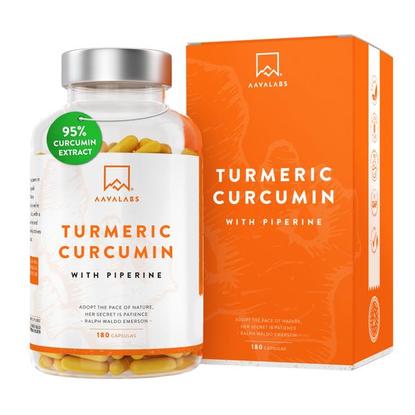 Turmeric and Black Pepper Capsules [ 600 Mg ] - 180 Vegan Turmeric Capsules - 95% Curcumin Extract & Piperine - Tumeric Supplements with Black Pepper High Strength - Non-GMO - 3rd Party Tested