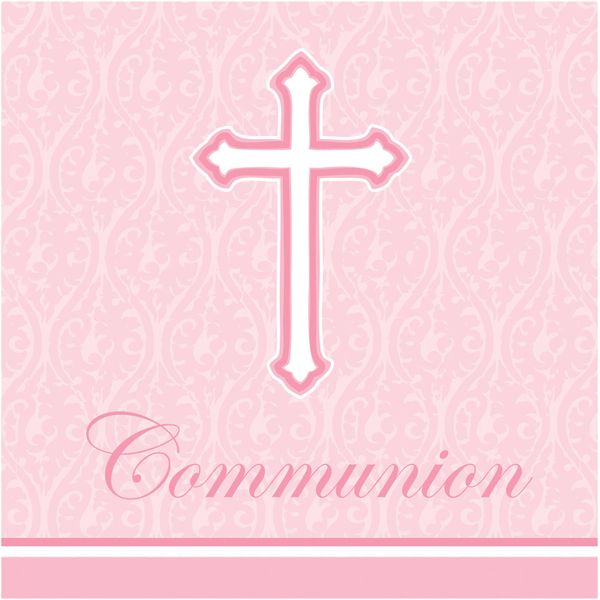 Creative Converting 18 Count Communion Lunch Napkins, Faith Pink