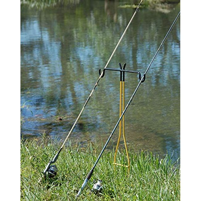 RITE-HITE Dual Fishing Rod Holder - Holds Two Fishing Rods and Reels at The Optimum Angle. Great for Bank Fishing On Lakes and streams