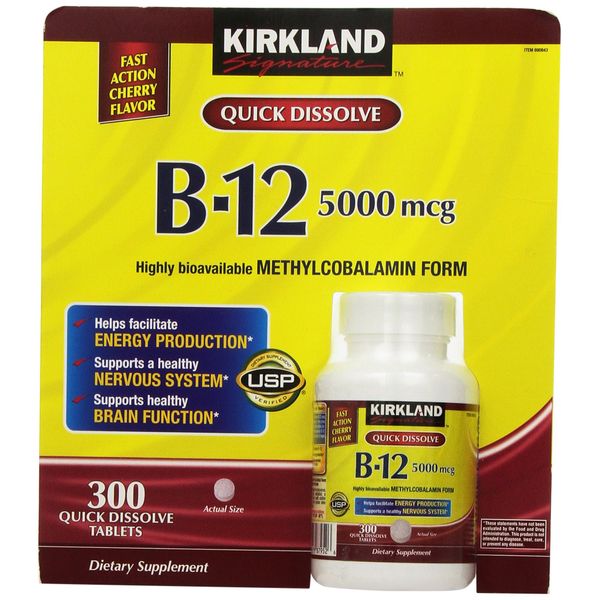 Kirkland Signature Quick Dissolve B-12 5000 mcg, 300 Tablets