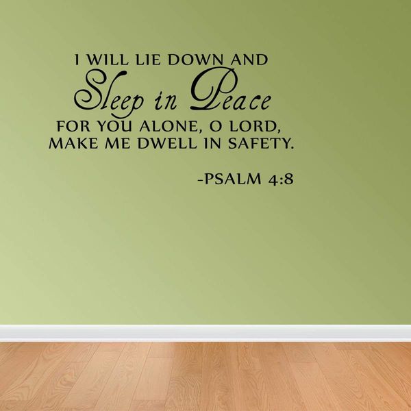 Sleep in Peace Psalm 4:8 Bible Verse Lettering Wall Decal Decor Quote Inspire