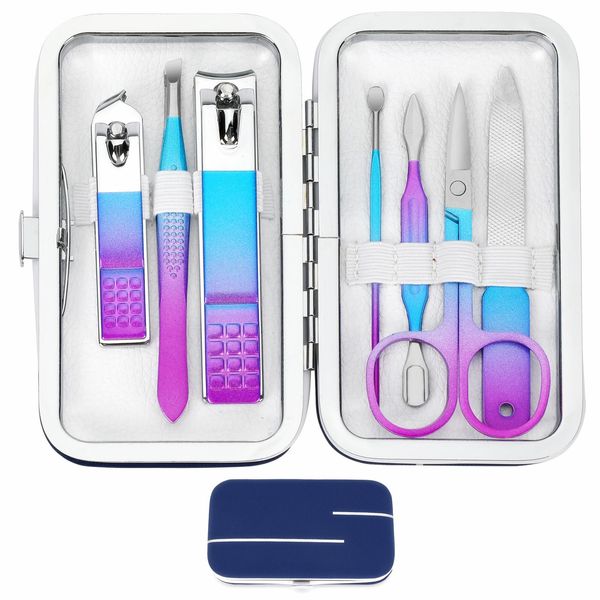 Set di tagliaunghie da donna, da uomo, da viaggio, set di strumenti per la cura personale, con custodia portatile, strumenti per manicure, kit regalo per uomini, donne, famiglie, amici