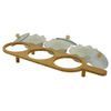Whiteware Ceramic 3 Piece Serving Bowls with Top Set on Bamboo Serving Board