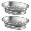 iDesign Small Round Plastic Bathroom Trash Can-Set of 2-Black Soap Dish, Split Finish