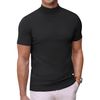 COOFANDY Mens Mock Turtleneck Pullover Sweater Short Sleeve Black Knitted Tops Basic Slim Fit Undershirt Large