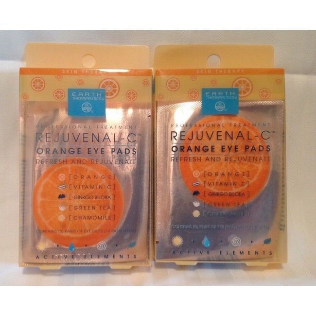 Earth Therapeutics 5 Pairs Eye Pads Rejuvenal C Orange & Recover E Cucumber- 2PK