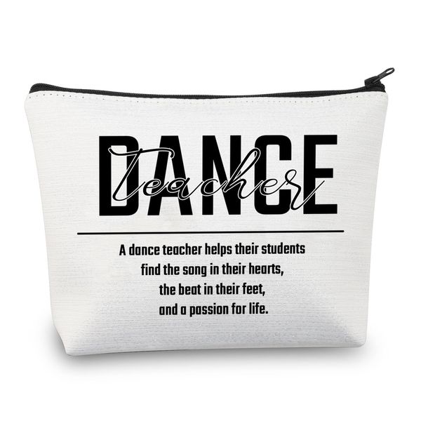 Dance Teacher Gifts Makeup Bag Thank You Dance Teacher Appreciation Gifts Dance Instructor Cosmetic Bag Travel Pouch (Dance Teacher Bag)