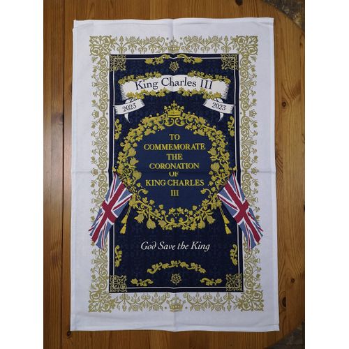 Ulster Weavers - King Charles Coronation - Tea Towel - Special - 74 x 48cm in Navy