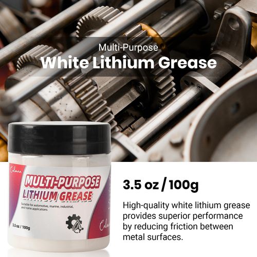 Calvana 3.5oz Multi-Purpose White Lithium Grease with 2 Brushes, Ideal for Automotive, Marine, Brakes, Garage & Sliding Doors, Waterproof, Rust & Corrosion Resistant, High-Temperature Safe