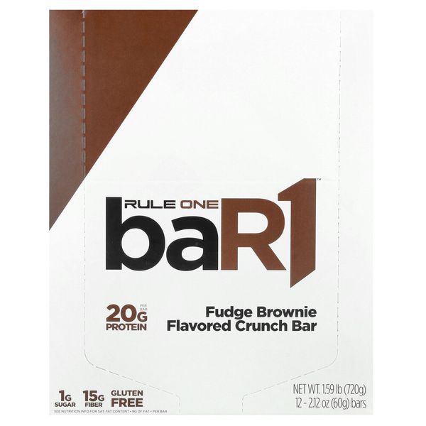 baR1, Crunch Bar, Fudge Brownie, 12 Bars, 2.12 oz (60 g) Each