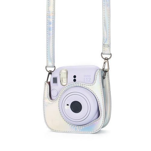 Riosin Instant Mini 12 Protective Case for Fujifilm Instax Mini 12/11 Camera,Premium Leather Camera Bag Cover with Pocket and Removable&Adjustable Strap (Magic Silver)