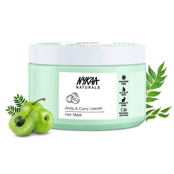 Nykaa Naturals Hair Mask-Anti-Hairfall, Strengthens Hair, Prevents Hair Loss and Thinning, Deep Nourishing-100% Natural Actives, for All Hair Types, Men and Women 200ml (Amla & Curry Leaves)