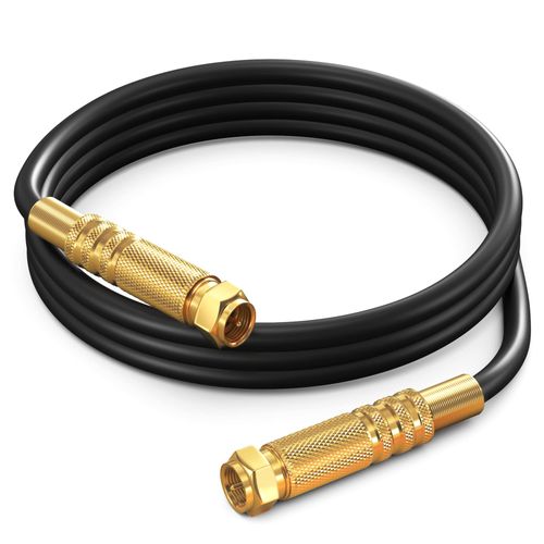 RG6 COAXIAL Cable - Quad Shielded, 3 / Black Non-Oxygen Copper Cable Wire for TV, Internet & More - Flexible Coax Cable Cord