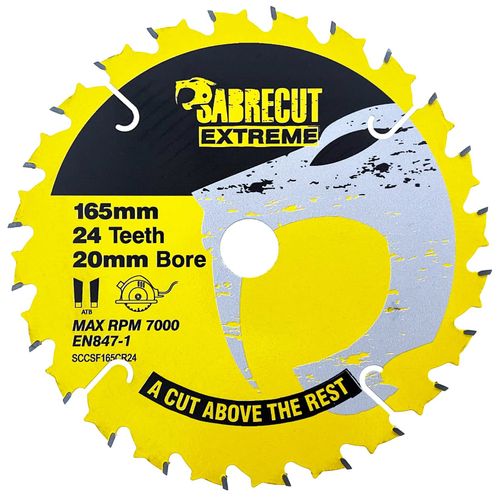 2 x SCCSFK165CR SabreCut 165mm 24T and 40T x 20mm Bore Circular Saw Blade Compatible with Dewalt Bosch Makita and Many Others