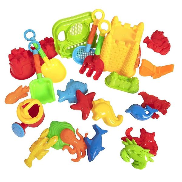 Kangaroo 23 Pcs Sand Toys I Sand Castle Building Kit | Beach Toys for Kids Ages 4-8, 8-12, Including Watering Can, Sand Sifter, Animal Molds, Plastic Rake, Sand Molds, Sand Shovels