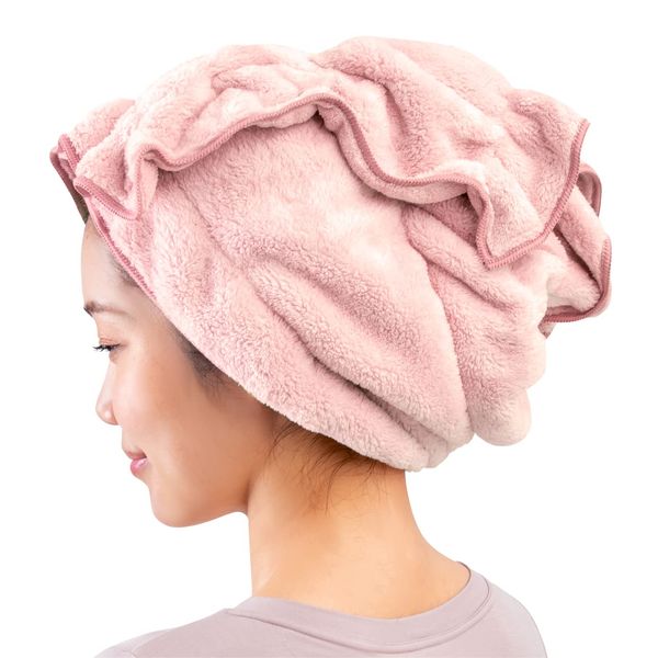 Alphax Microfiber Absorbent, Quick Drying, Long Type, Hair Drying Towel, Fuwap, Pink