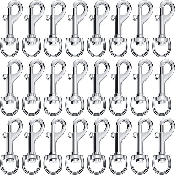 Therwen 24 Pieces Swivel Snap Hooks for Dog Leash Heavy Duty 2.76 Inch Flag Hooks Clasp Single Ended Clip Hooks Multipurpose Bolt Snap for Keychain Camera Strap Linking Pet Leash(Classic Style)