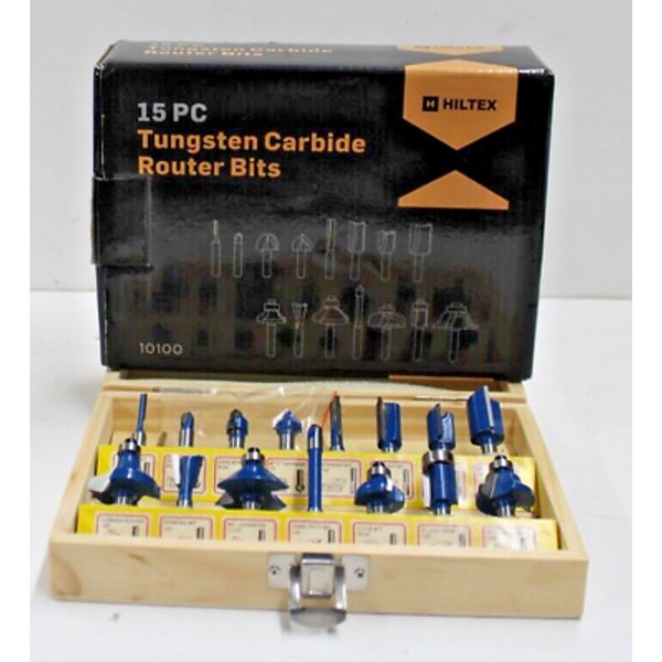 Hiltex 10100 Tungsten Carbide Router Bits | 15-Piece Set