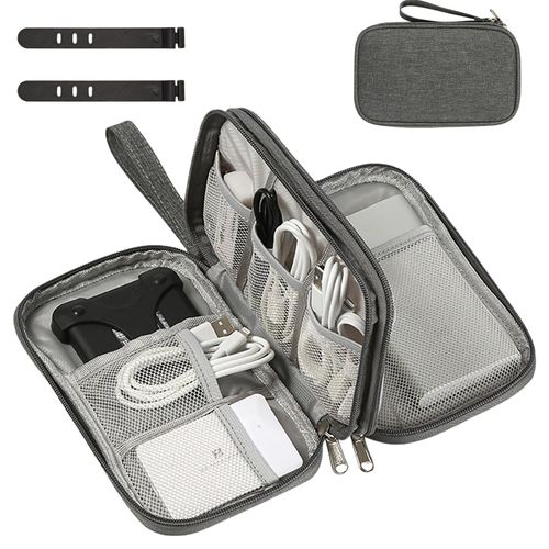 OdiuK Cable Bag, Electronic Bag, Universal Cable Organiser Bag, Portable Travel Cable, Waterproof, Double Layer Travel Electronics Accessories Bag for Mobile Phone, Charging Cable, USB Power Bank