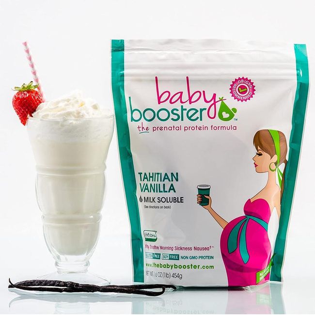 Prenatal Vitamin Shake Baby Booster Tahitian Vanilla 1lb Bag OBGYN Approved Every Natural Tastes Good Vegetarian DHA High Protein Folic Acid B6, Quantity, See Details