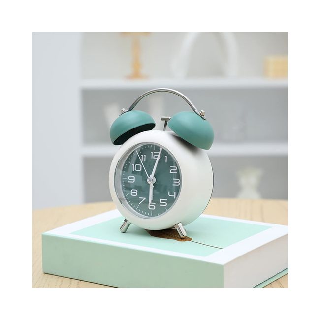 Alarm Clock, Small Night Light, Luminous Clock, Desk Clock, Silent, Double Bell, Loud Clock, Stylish, Scandinavian Children, Educational Clock, Cute, Alarm Clock, Indoor Decor, Gift, Green