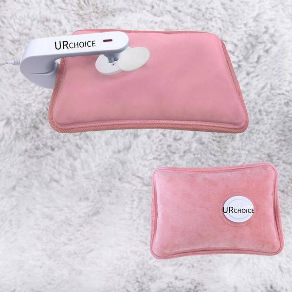 URCHOICE Rechargeable Electric Hot Water Bottle | Cozy Hand Warmer & U-Neck Heat Pad | Soft & Cosy, Fast Heating - Ideal for Relaxation & Massage (Electric HOT Water Bottle Pink)