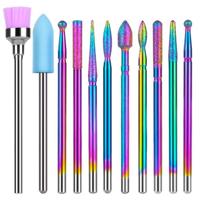 URAQT Nail Drill Bits Set, 11pcs Electric Nail Drill Bits Kit 3/32" Tungsten Steel Carbide Nail Bits, Cuticle Polishing Bits for Acrylic Gel Nails, Electric Nail Files Manicure Pedicure Drill Tool