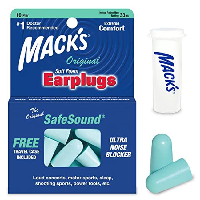 Mack's Maximum Protection Soft Foam Earplugs – 50 Pair, 33 dB Highest NRR –  Comfortable Ear Plugs for Sleeping, Snoring, Loud Concerts, Motorcycles