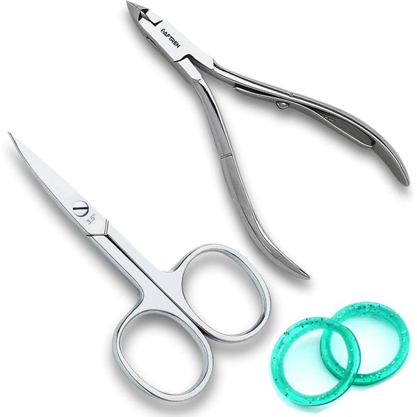 Professional Manicure Pedicure Set 3 Pieces Nail Scissors Nail File Tweezers Cuticle Scissors Kit (Polish Silver)