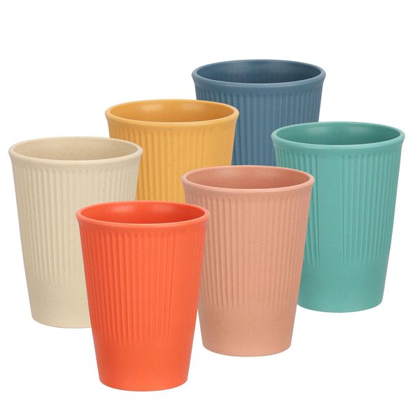 Worephu 6 Pcs 350ML Reusable Plastic Cups, Hot and Cold Drink Cups Set for Adults, Dishwasher and Microwave Safe, for Milk, Coffee, Water, Beer, Juice, Parties, Picnics, Travels(Multi Colors)