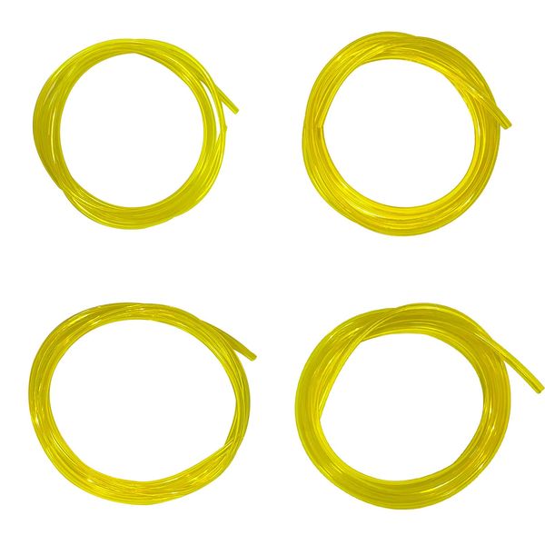 4 Sizes Premium Petrol Fuel Line Hose 5 Feet Long Hose for Poulan Craftman Chainsaws Lawn Mower String Trimmer Blowers Common Weedeater 2 Cycle Small Engines(Yellow 4Pcs)