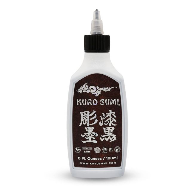 Kuro Sumi Japanese Tattoo Color Ink Pigments, Vegan Professional Tattooing Inks (6 Ounce, Zhang Po Devil Double Dark)