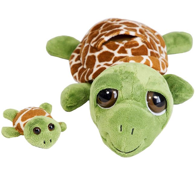 The Petting Zoo Mom and Baby Sea Turtle Stuffed Animal, Gifts for Kids, Pocketz Ocean Animals, Sea Turtle Plush Toy 12 inches