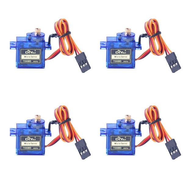 TS90MD 9g Micro Digital Servo Full Metal Gearbox 270 Degree Controllable Angle for RC Drones Robot Arm Smart Car Requires Pulse Width 500~2500usec (Pack of 4)