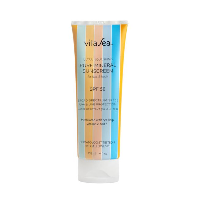 Noodle & Boo VitaSea Ultra Nourishing Pure Mineral Sunscreen For Face and Body, Broad Spectrum Sunscreen SPF 50, UVA & UVB Protection, Water-Resistant, Formulated with Sea Kelp, Vitamin E & C, 4 Fl Oz