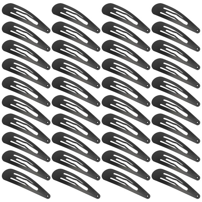 XCZYN 40 Pcs Snap Hair Clips Matte Finish Black Color Anti-slip Snap Clip Hair Accessories Metal Barrettes for Women Little Girls Lady Hair Styling (40 Pieces, Black)