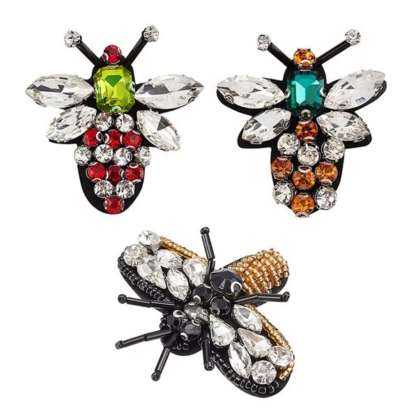 3PCS Bee Beaded Patches Beaded Rhinestone Patches Insect Patches for Clothing Hats Backpacks Dresses Scrapbooking Handbag Shoes DIY Decorative Patches