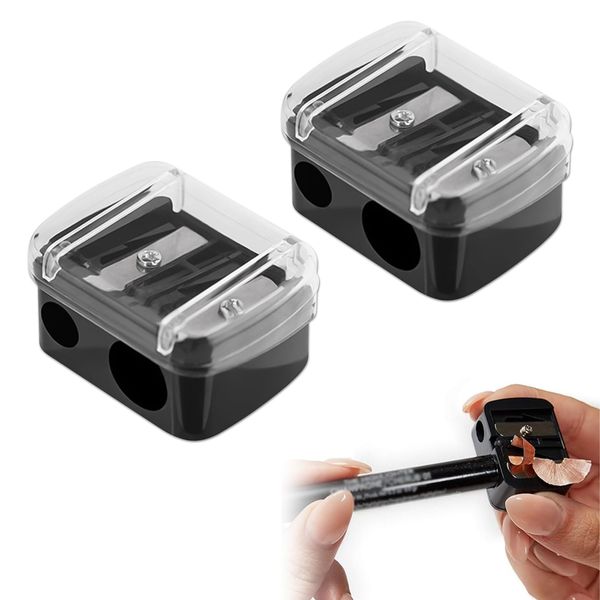 nalaina Eyeliner Sharpener, Set of 2, Cosmetic Pencil Sharpener, Eyebrow Pencil Sharpener, Mini, 2 Hole Design, Durable, Eyeliner, Lip Liner, Makeup Pencil, Eyebrow Tool, For Beginners and