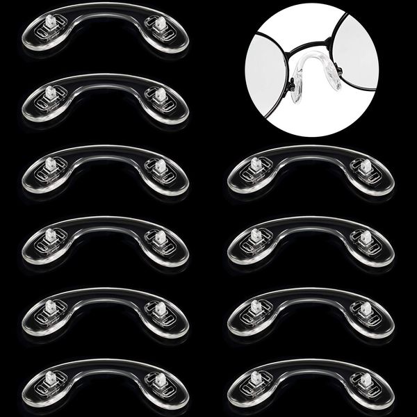 Frienda 10 Pairs Soft Silicone Nose Pads U Shaped Strap Bridge Nose Pads Screw-in Eyeglasses Nose Pads Anti-Slip Saddle Bridge Glasses Nose Pad (4.2 cm/ 1.65 inch)