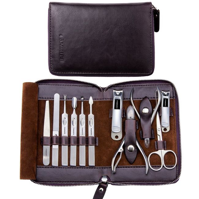 Manicure Set Manicure Pedicure Kit Nail Grooming Kit for Men, 7 in 1 Travel Nail Kit Men Nail Clipper Set for Fingernail Toenail - Black