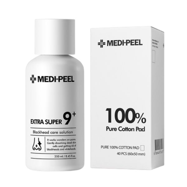 Medi-Peel Extra Super 9 Plus 250ml + 40 cotton pads + mask pack + wood cotton swabs provided Super X Lotion Sebum Softener Nose Blackhead Removal Pore Care