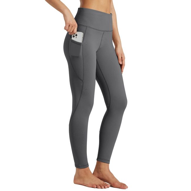 Willit Women's Fleece Lined Leggings Thermal Winter Yoga Pants Warm Running Tights with Pockets Deep Gray XS