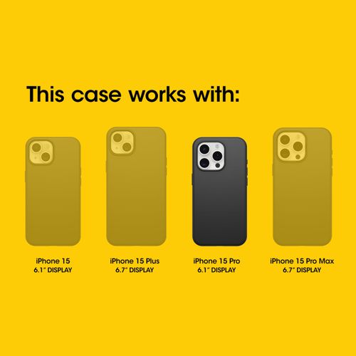 OtterBox Symmetry Series Soft Touch for MagSafe for iPhone 15 Pro - Dark Echo (Black), Sleek Rubber Design, Smooth Finish, Camera Bumpers, and Protective Screen Lip